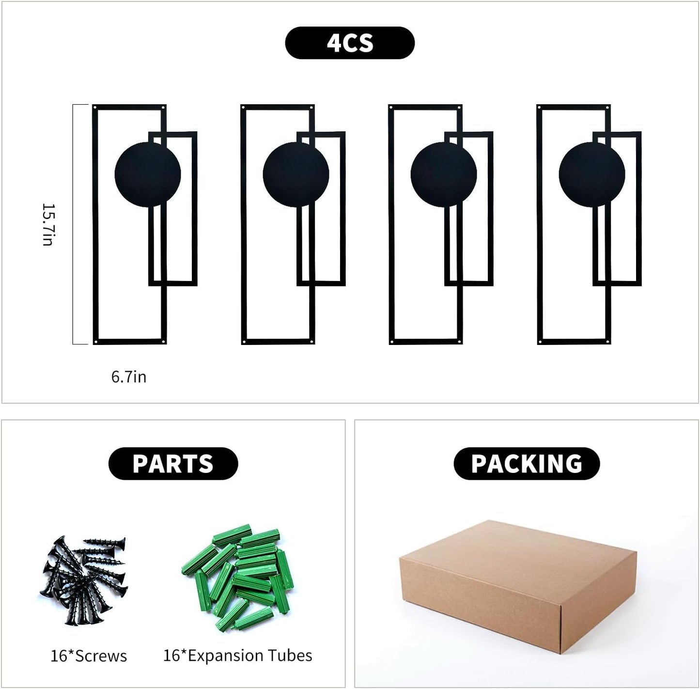 4 Pack Black Minimalist Abstract Wall Art