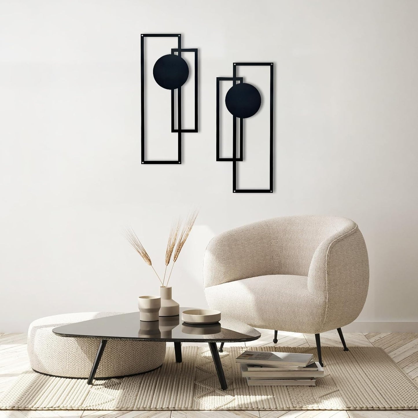 4 Pack Black Minimalist Abstract Wall Art