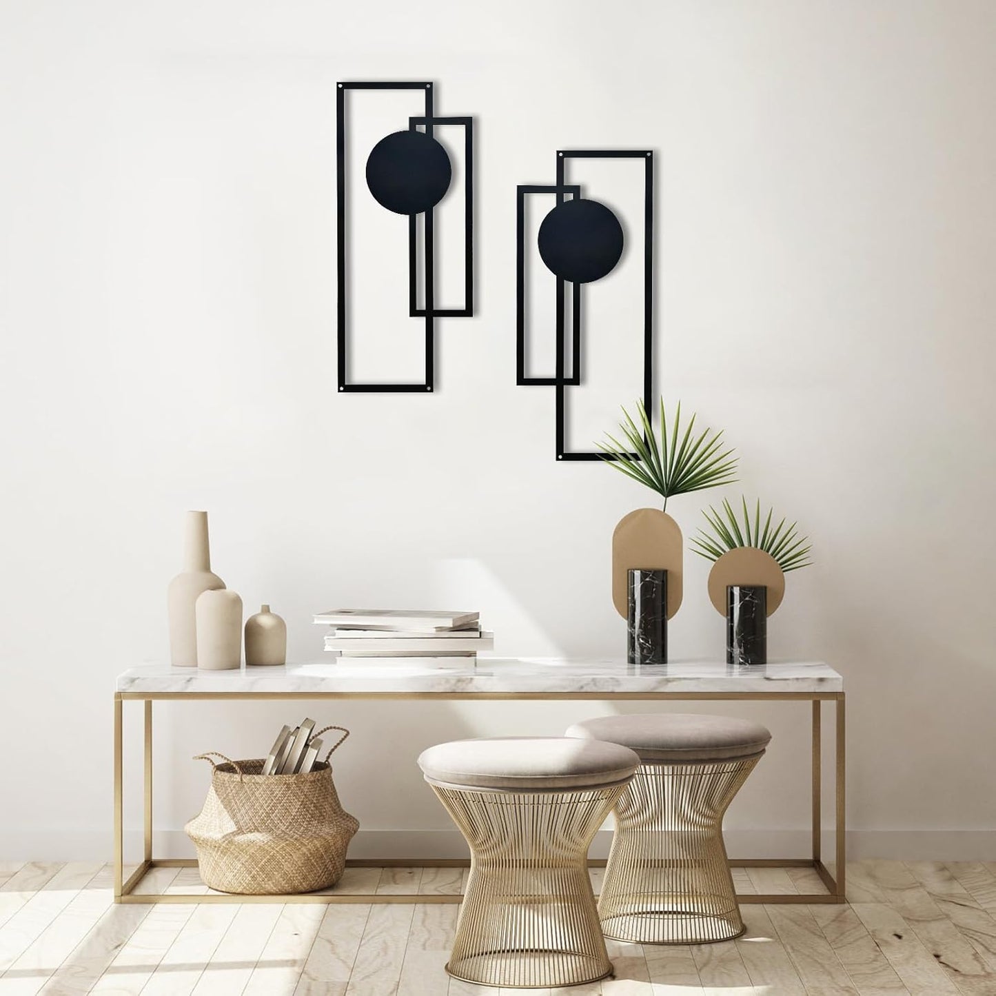 4 Pack Black Minimalist Abstract Wall Art