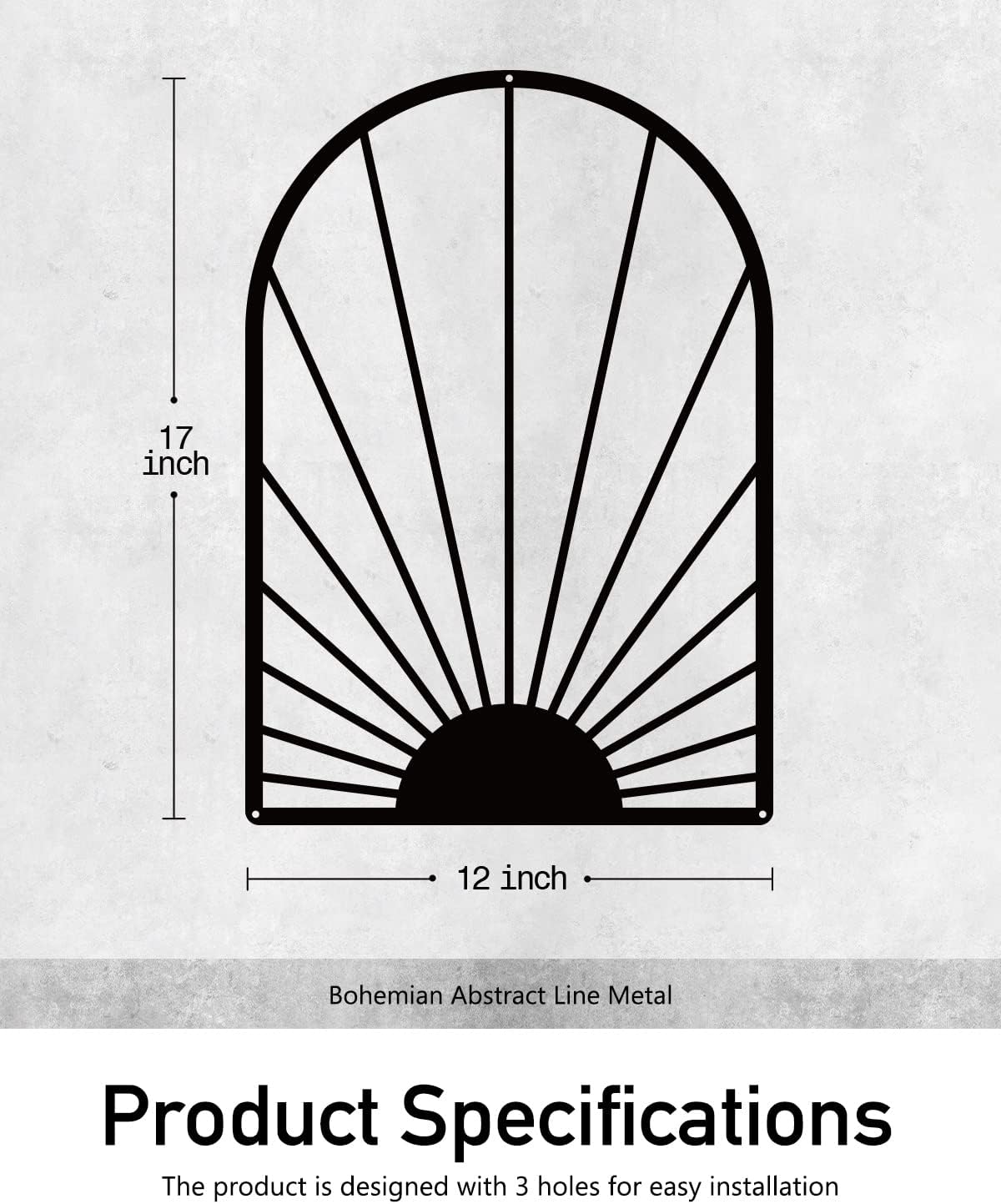 3 Pack Black Metal Wall Decor – Large Bohemian Line Wall Art