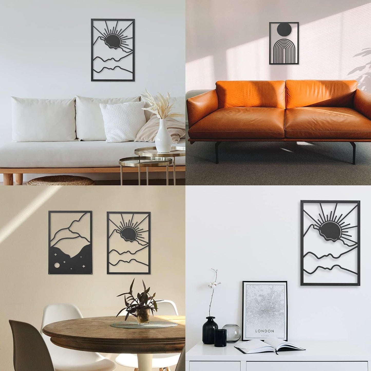 3 Pcs Black Geometric Line Wall Art