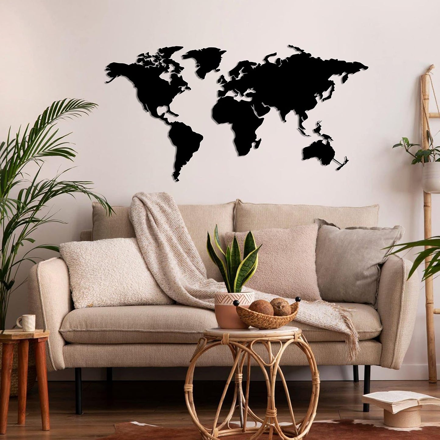 Metal World Map Wall Art – 4 Pieces