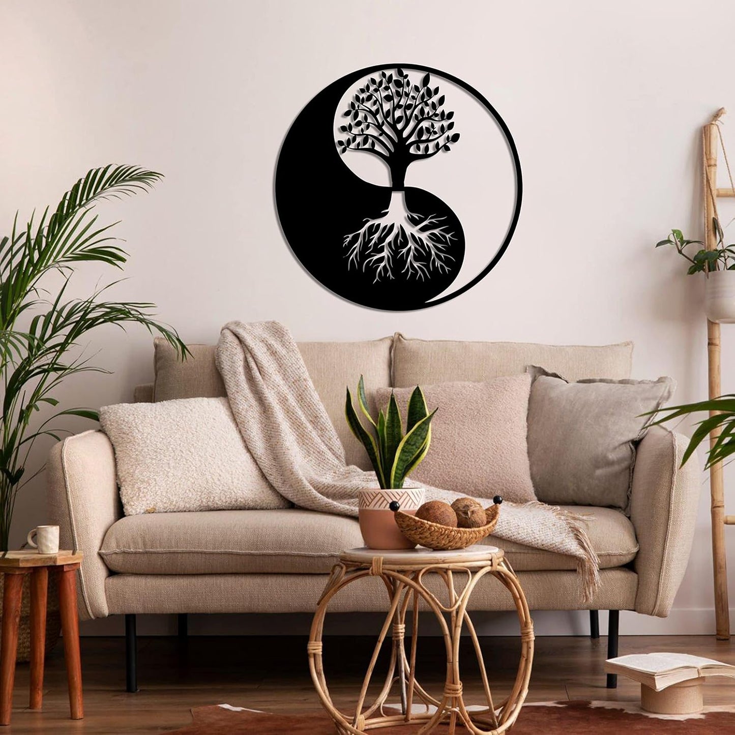 Metal Tree of Life Wall Art – Yin Yang Metal Decor – 18" W x 18" H