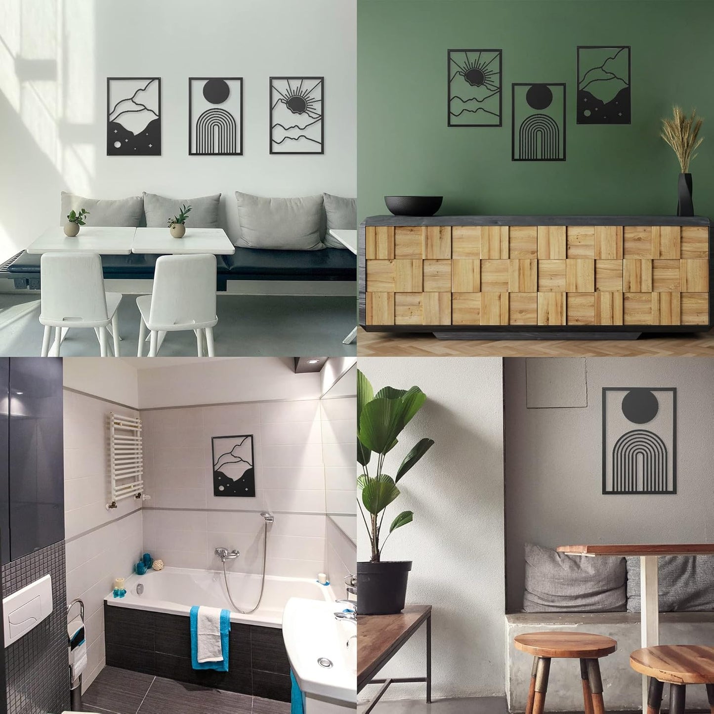 3 Pcs Black Geometric Line Wall Art