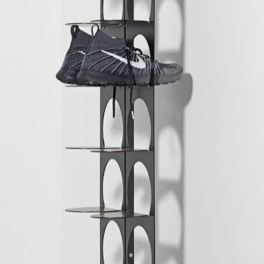 Metal Wall Hanging Shoe Rack – 8 Pair | Black & Gold Matte Finish