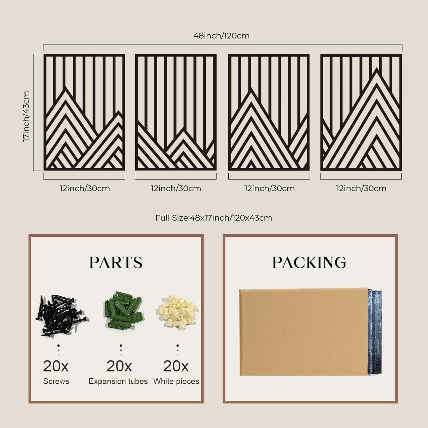 4 Pcs Black Abstract Mountain Line Metal Wall Art – Minimalist Single Line Art