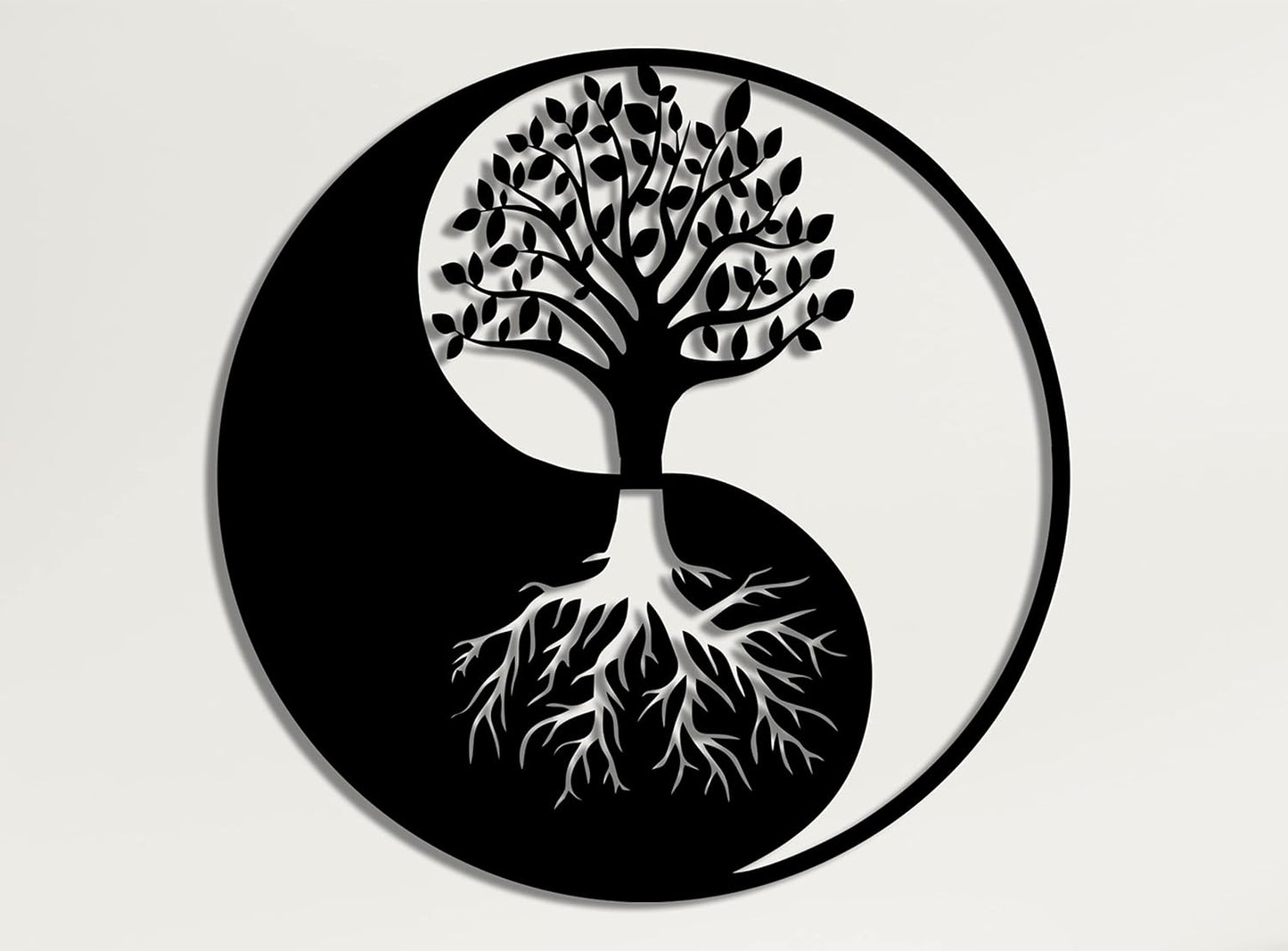 Metal Tree of Life Wall Art – Yin Yang Metal Decor – 18" W x 18" H