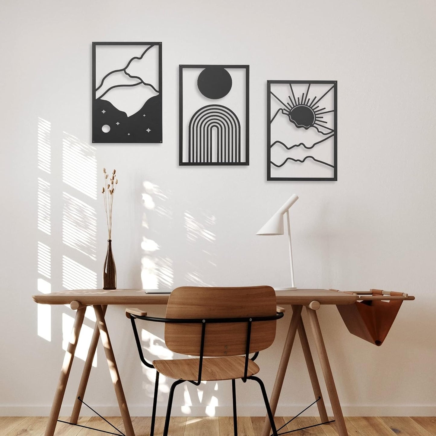 3 Pcs Black Geometric Line Wall Art
