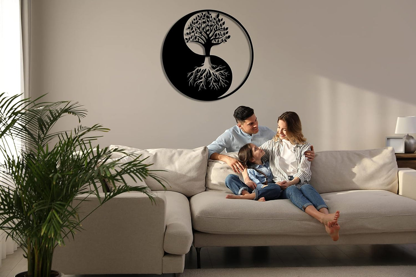 Metal Tree of Life Wall Art – Yin Yang Metal Decor – 18" W x 18" H