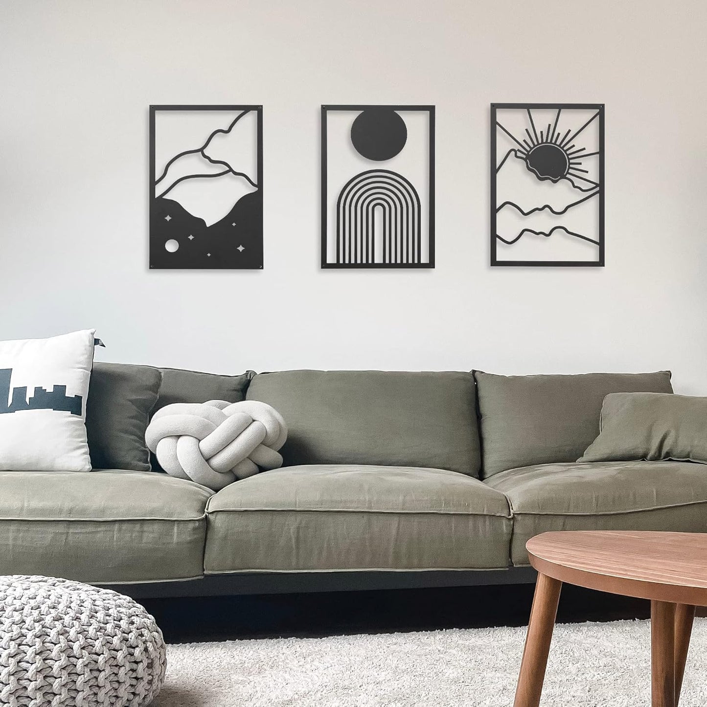 3 Pcs Black Geometric Line Wall Art