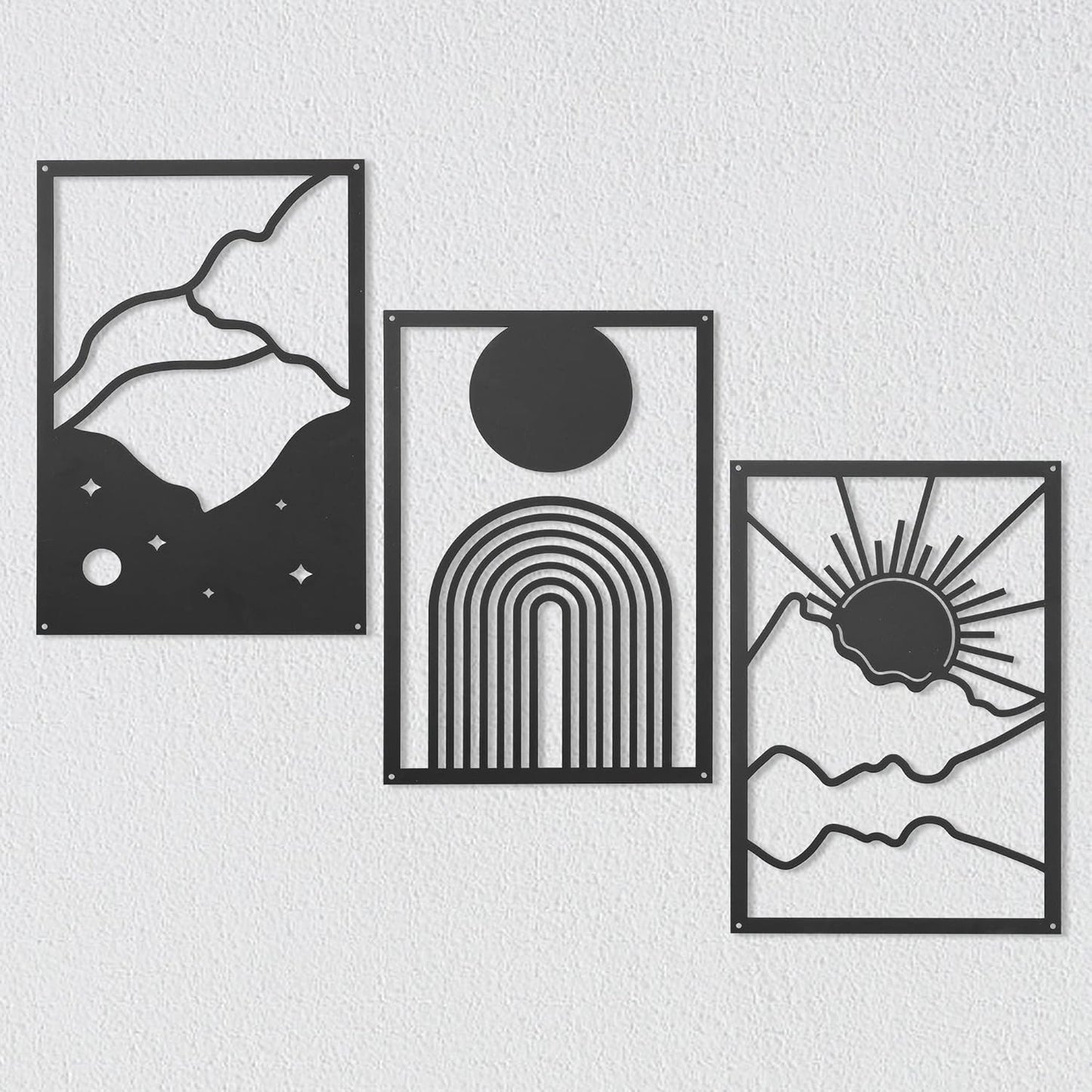 3 Pcs Black Geometric Line Wall Art